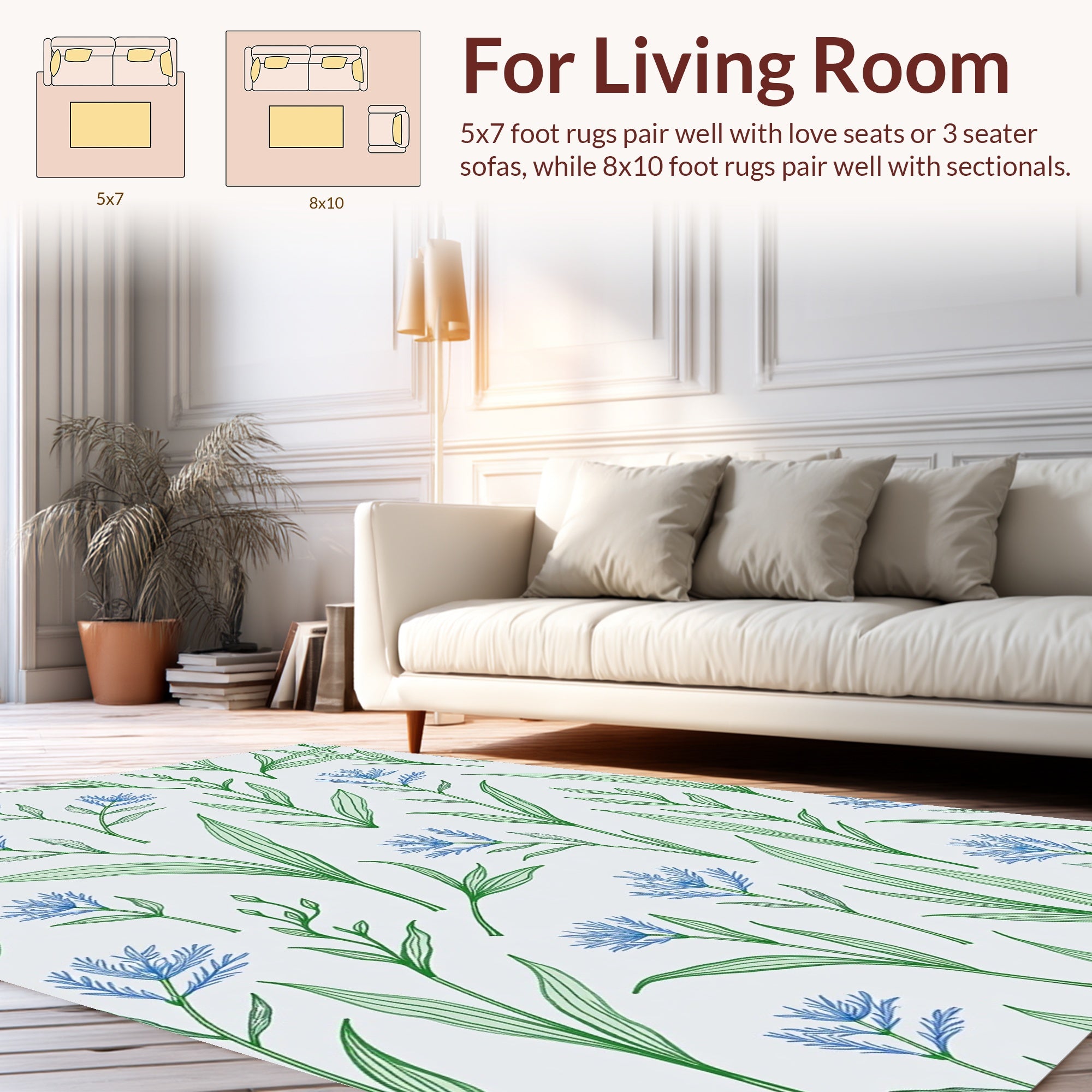 Blue Botanical Artistry Pattern Rug