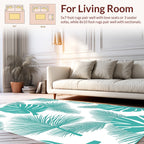 Teal Tropical Leaves Pattern Rug