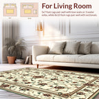 Elaborate Floral Motif Cream Rug