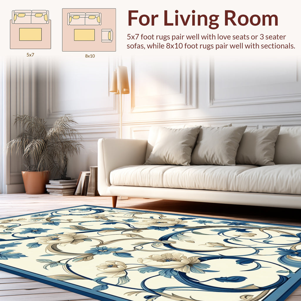 Floral Vine Scrollwork Classic Design Rug