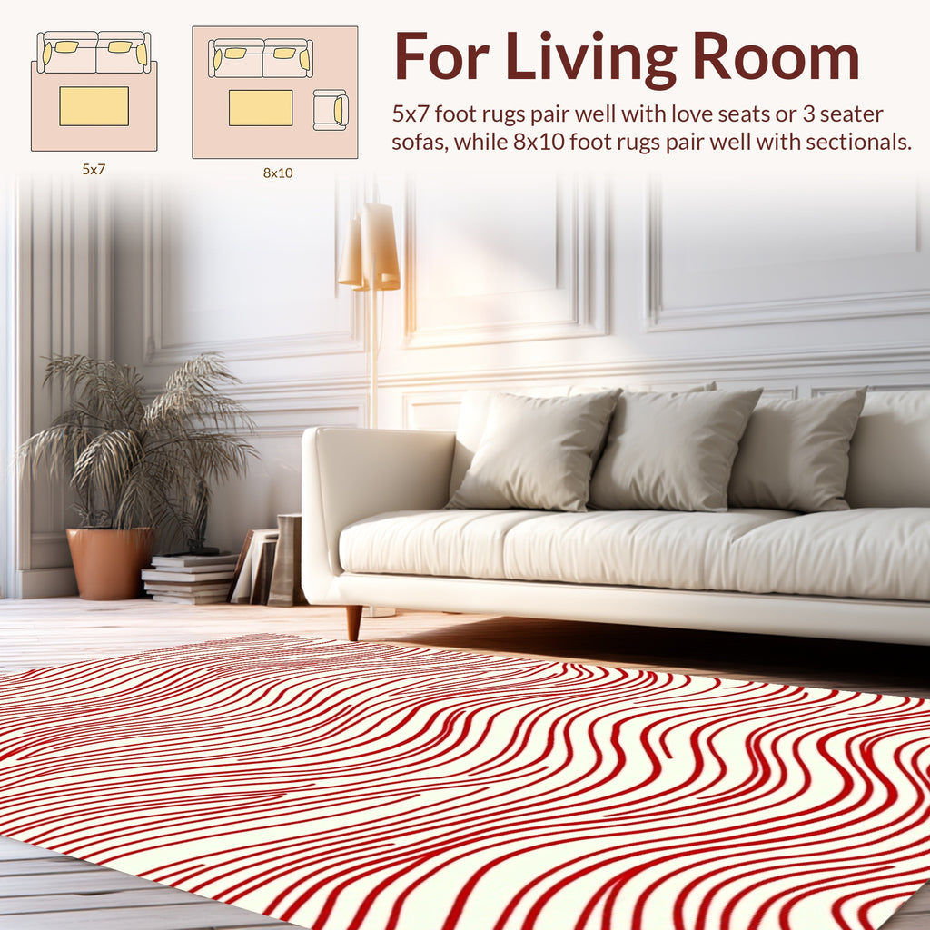 Red Organic Wave Pattern Rug