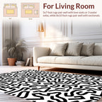Abstract Black White Maze Pattern Rug