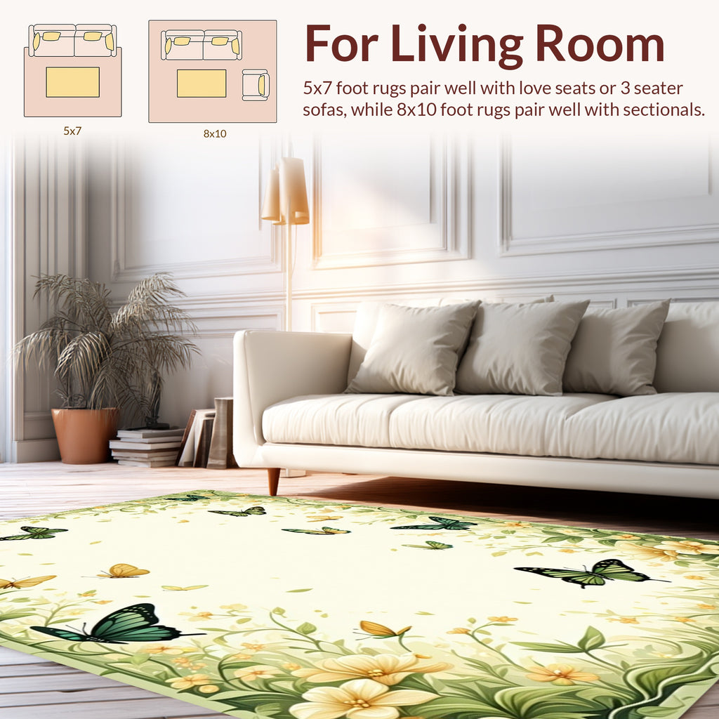 Whimsical Butterflies Floral Garden Rug