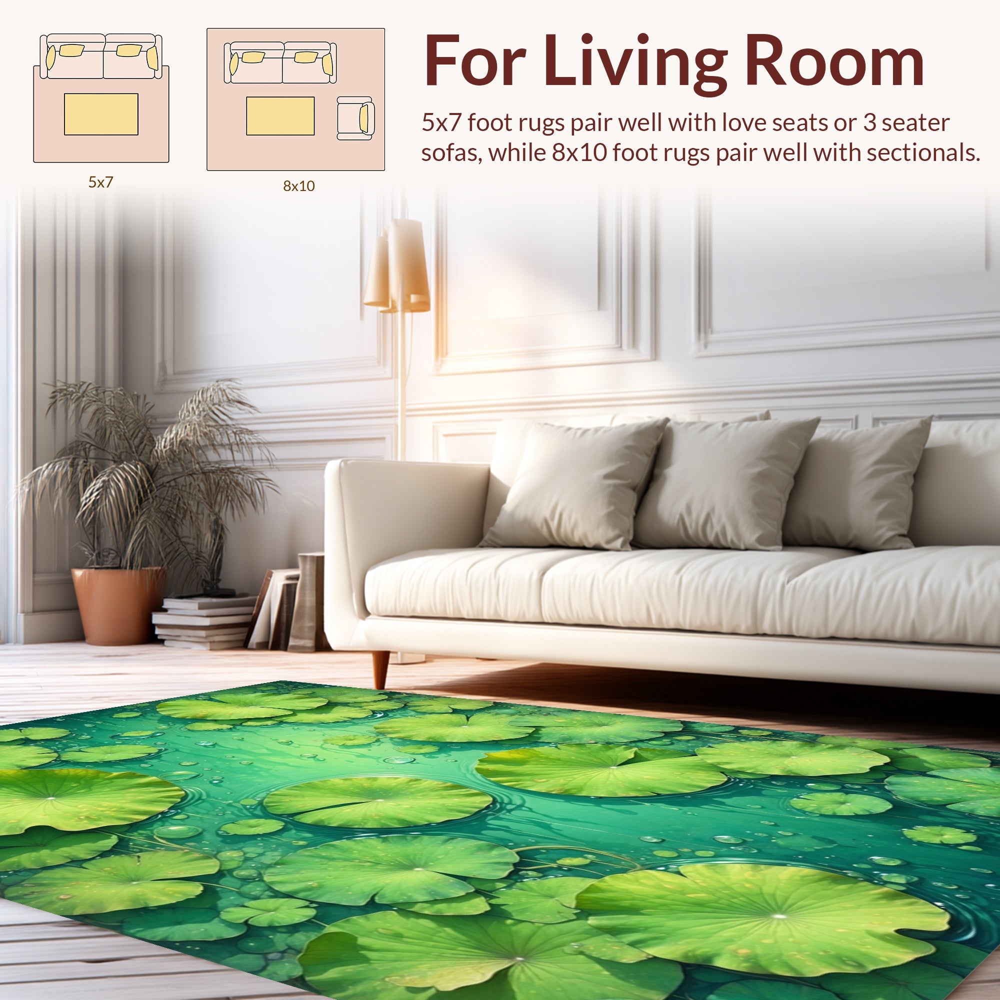 Emerald Lily Pad Water Garden Rug