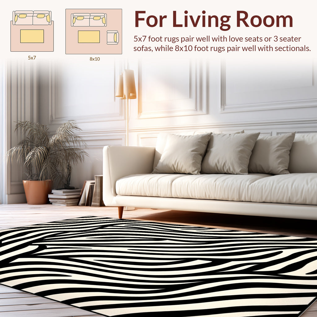 Bold Black And White Stripe Pattern Rug