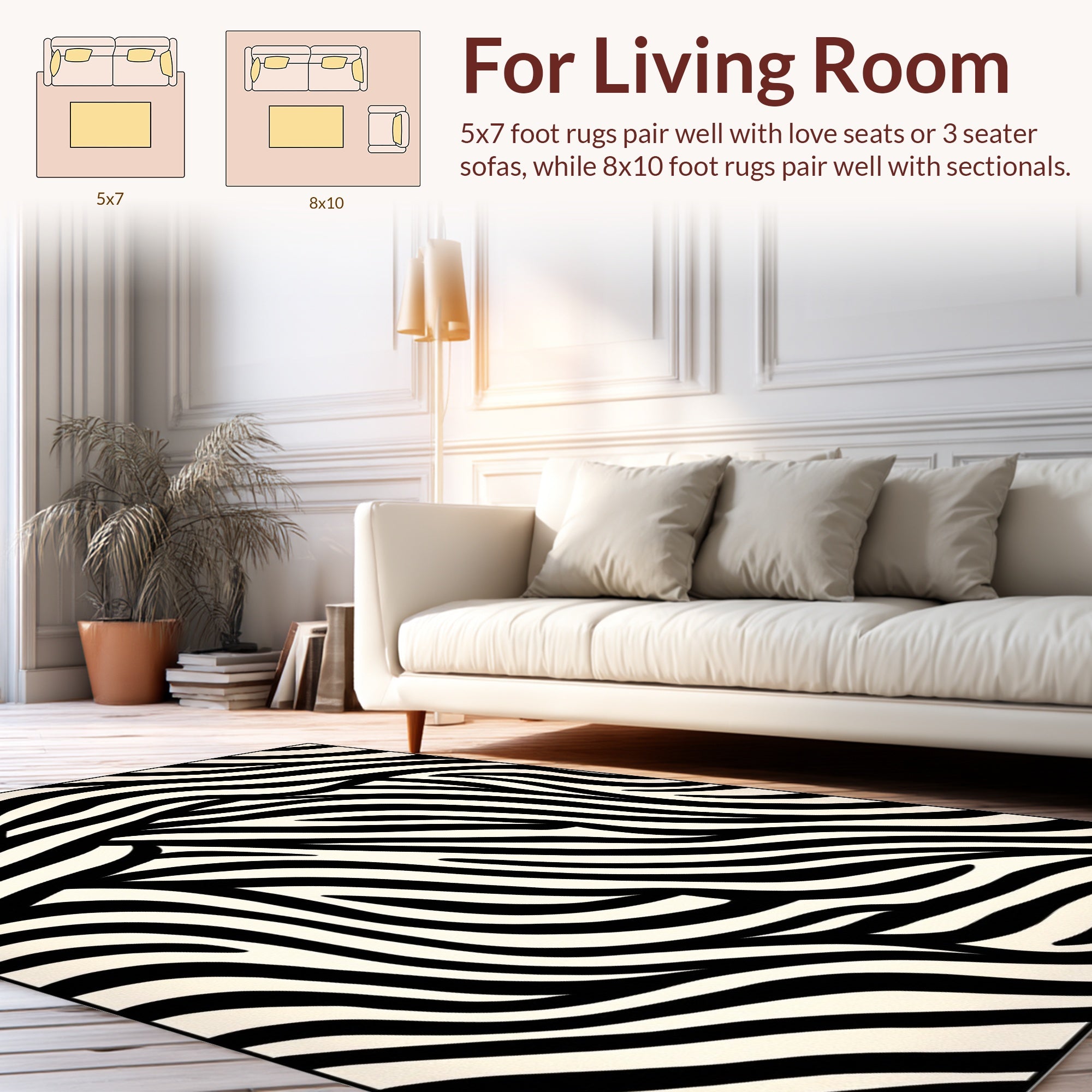 Bold Black And White Stripe Pattern Rug