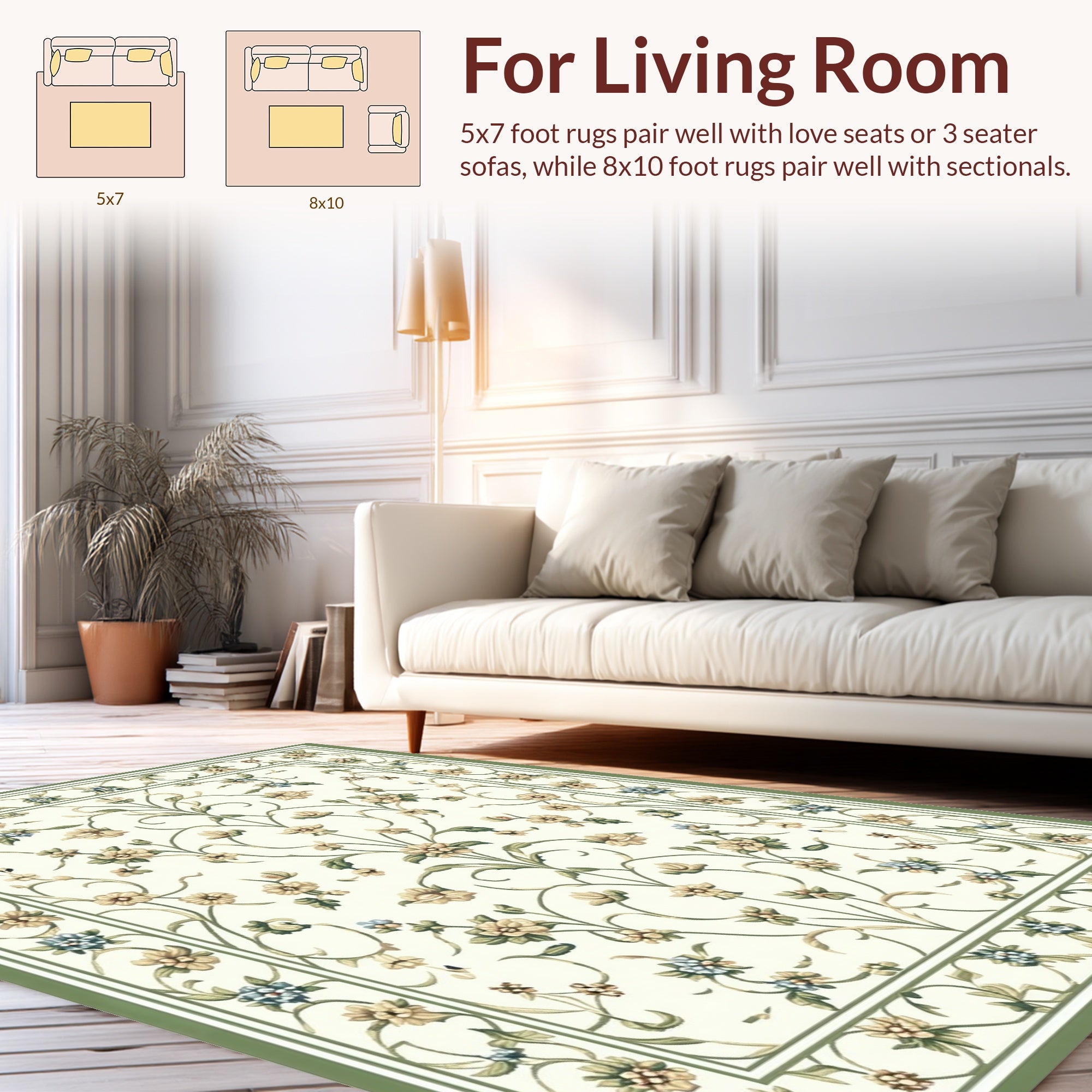 Elegant Floral Vine Pattern Rug