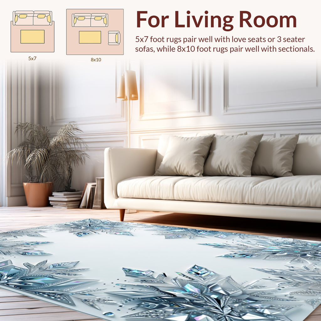 Icy Crystal Snowflake Pattern Rug