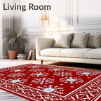 Red Snowflake Festive Border Rug