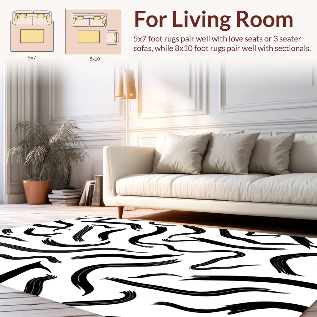 Abstract Brushstroke Modern Classic Pattern Rug