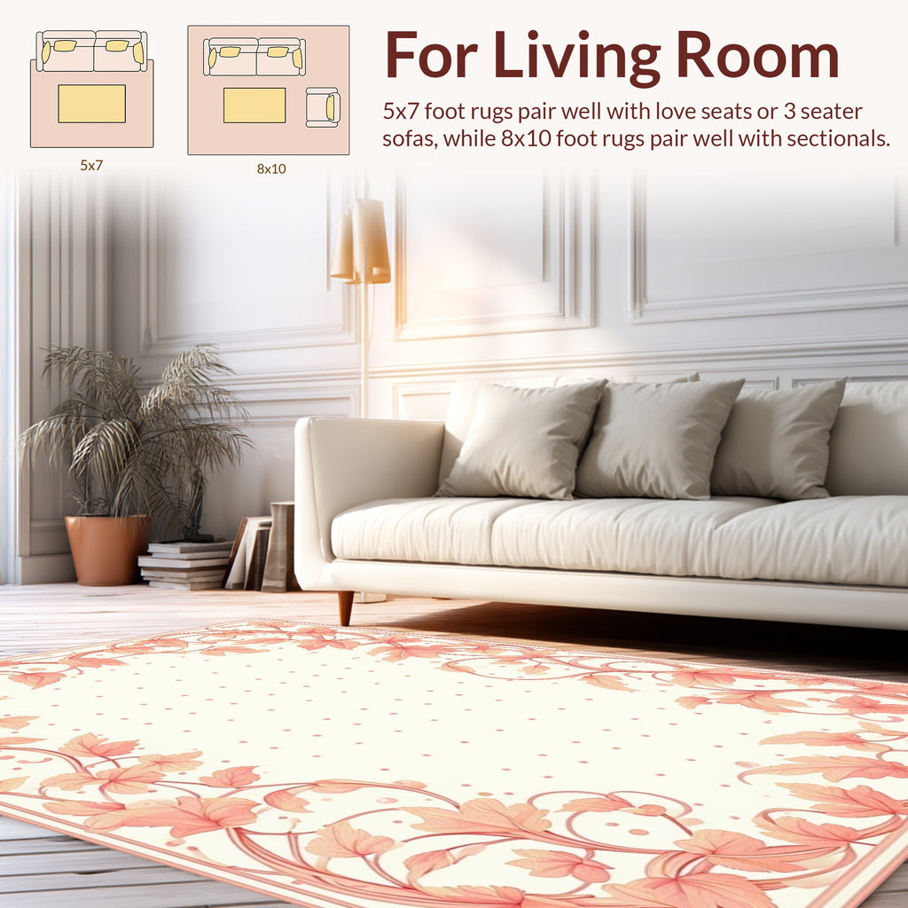 Delicate Floral Vine Patterned Rug