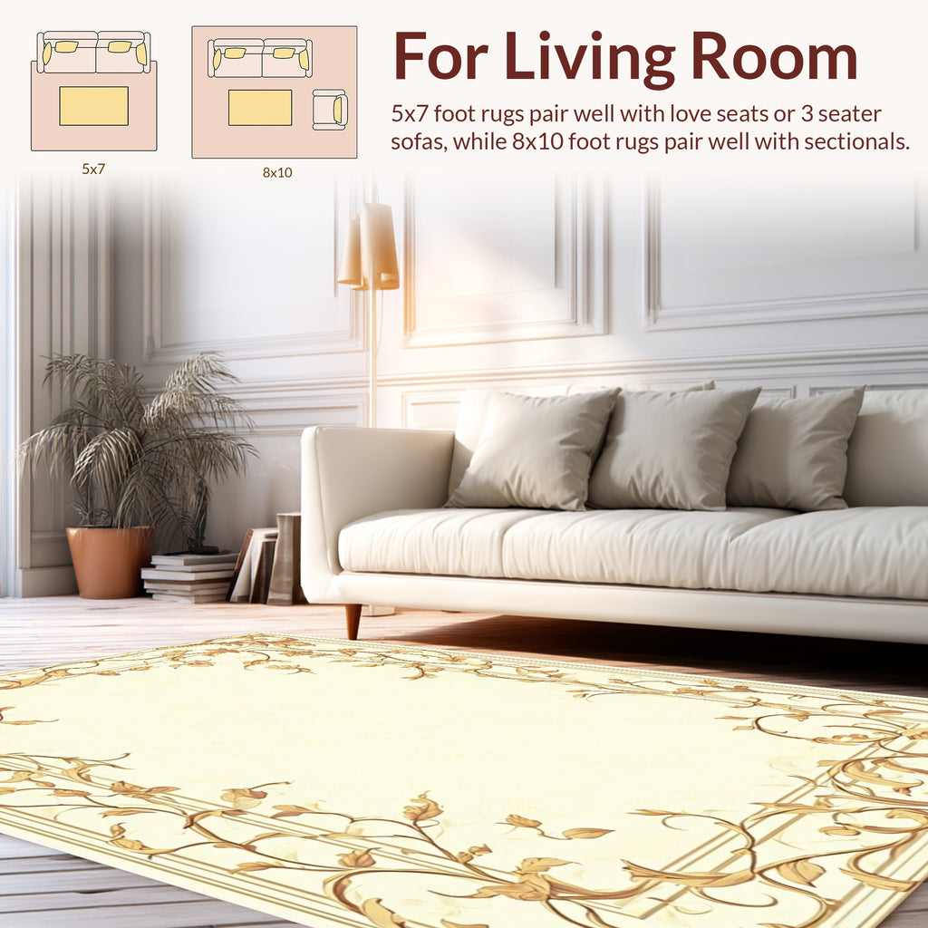 Classical Floral Vine Border Design Rug