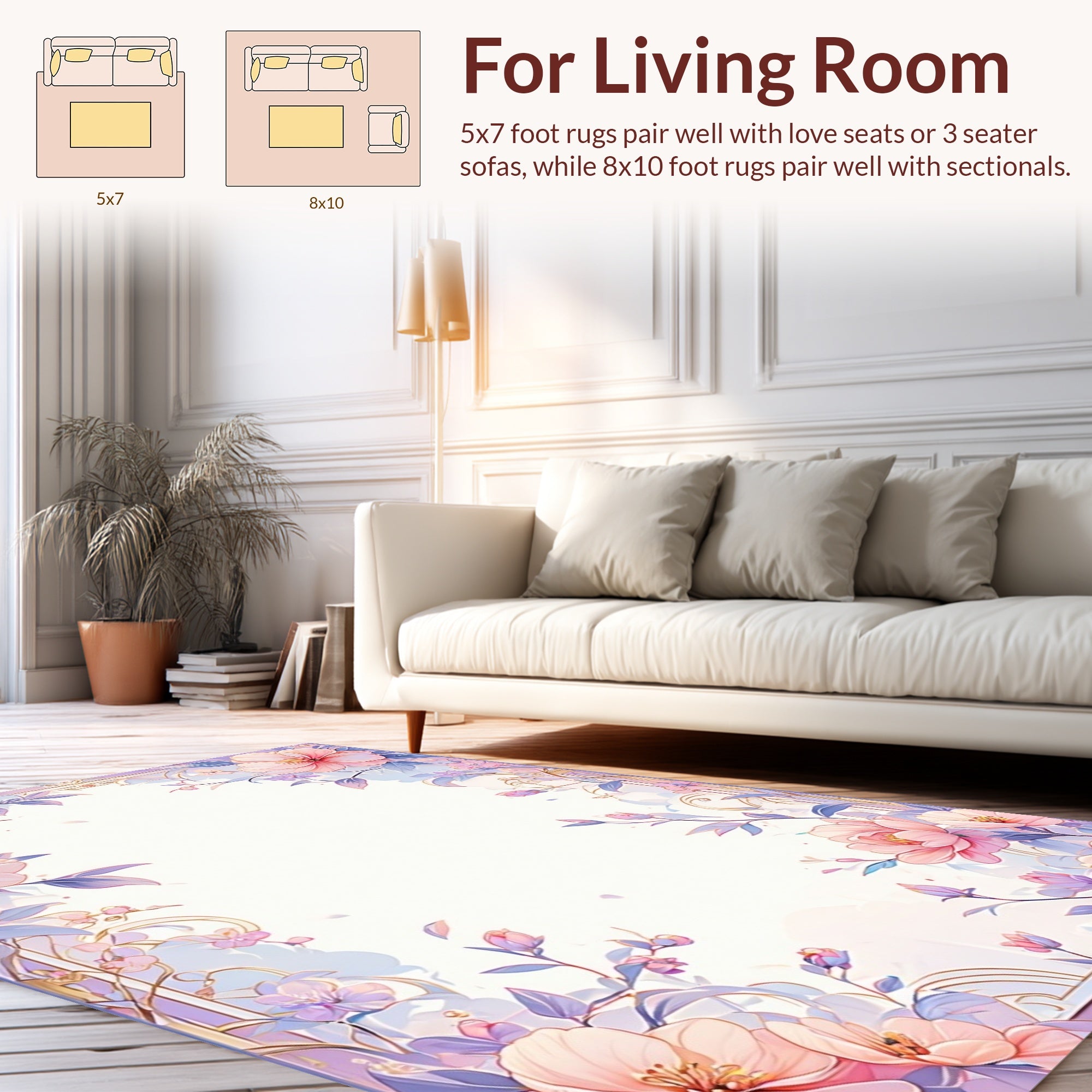 Pastel Floral Elegance Border Rug