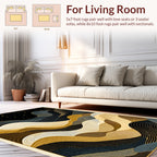 Abstract Wavy Gold Dark Lines Rug