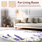 Purple Lavender Floral Vine Border Rug