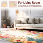 Tropical Hibiscus Floral Botanical Rug