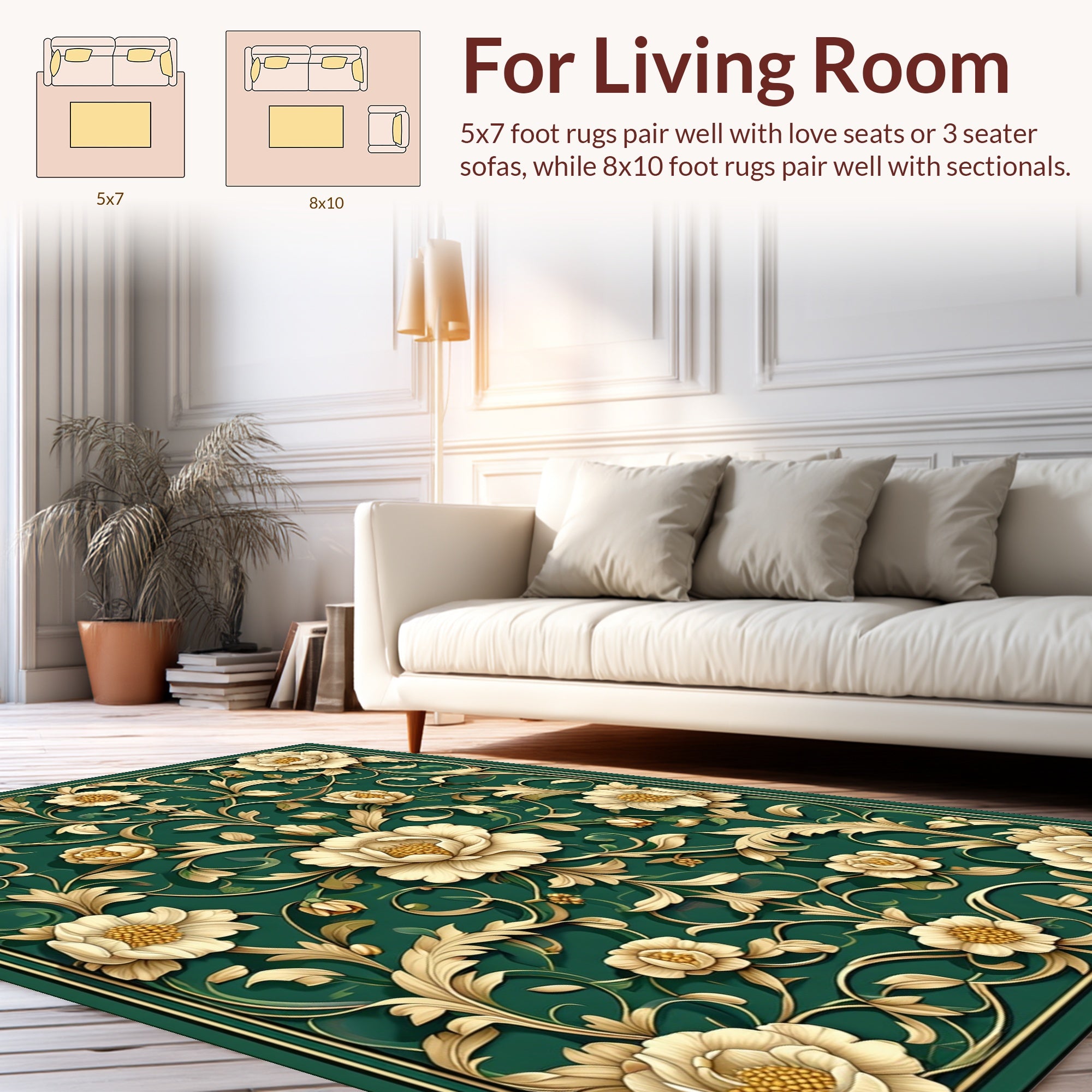 Ornate Floral Scrollwork Pattern Rug