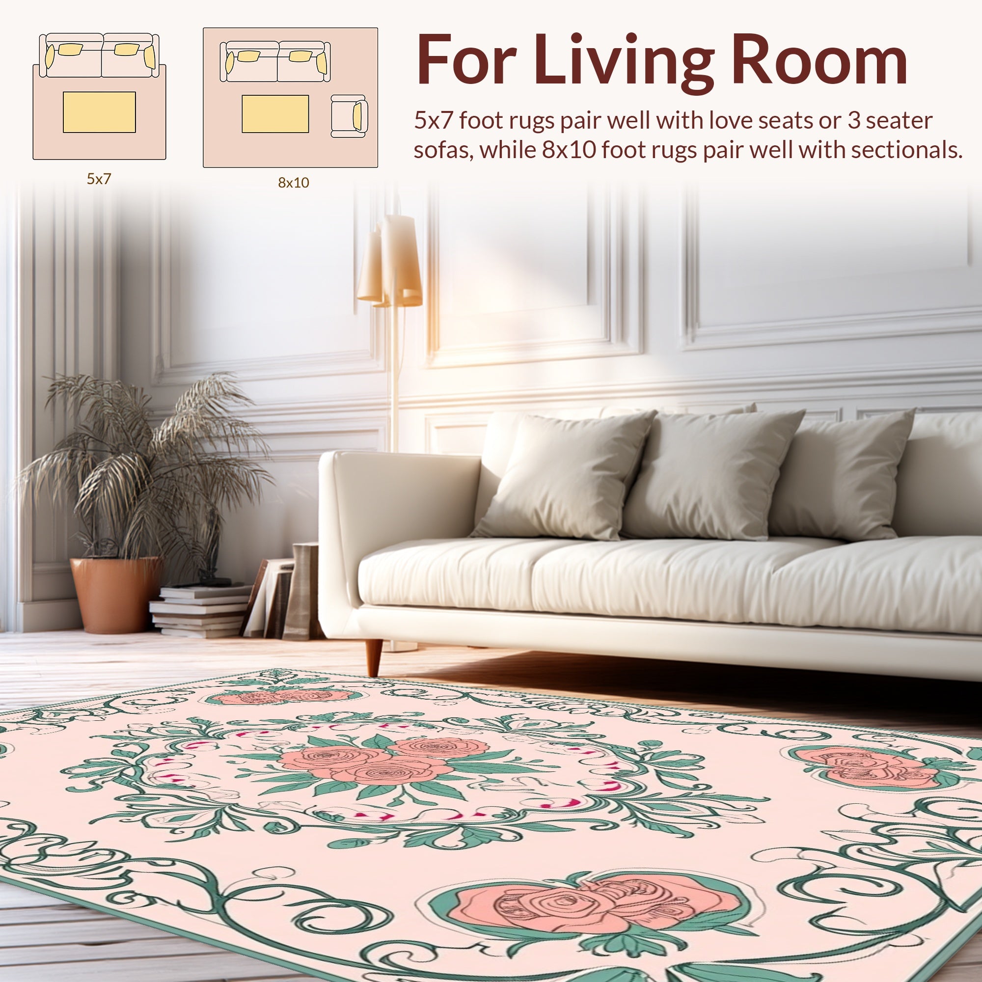 Delicate Floral Scrollwork Design Rug