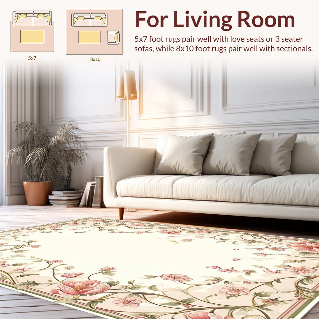 Vintage Floral Vine Scroll Pattern Rug