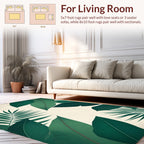 Lush Green Tropical Leaf Pattern Rug