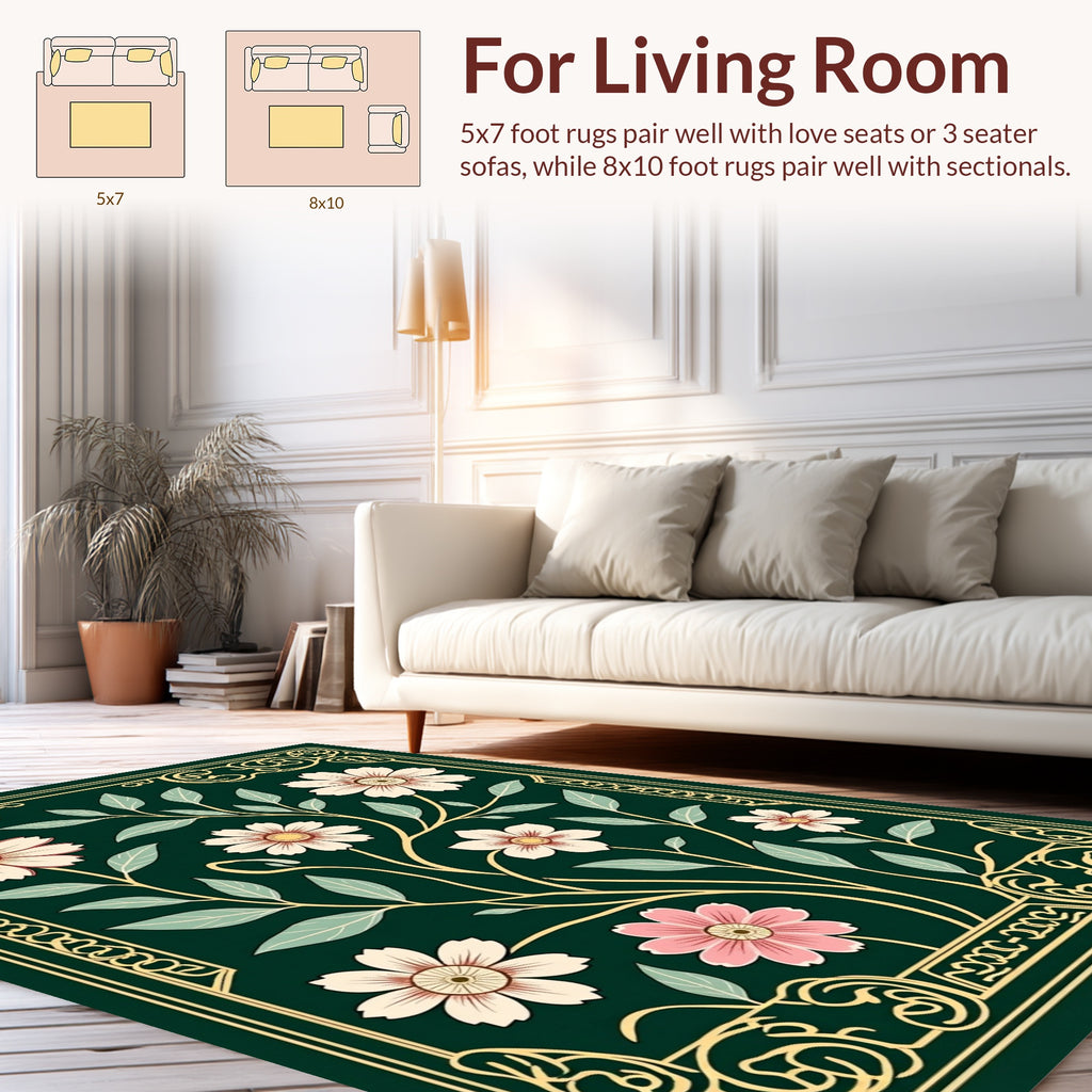 Floral Vine With Delicate Petals Art Rug