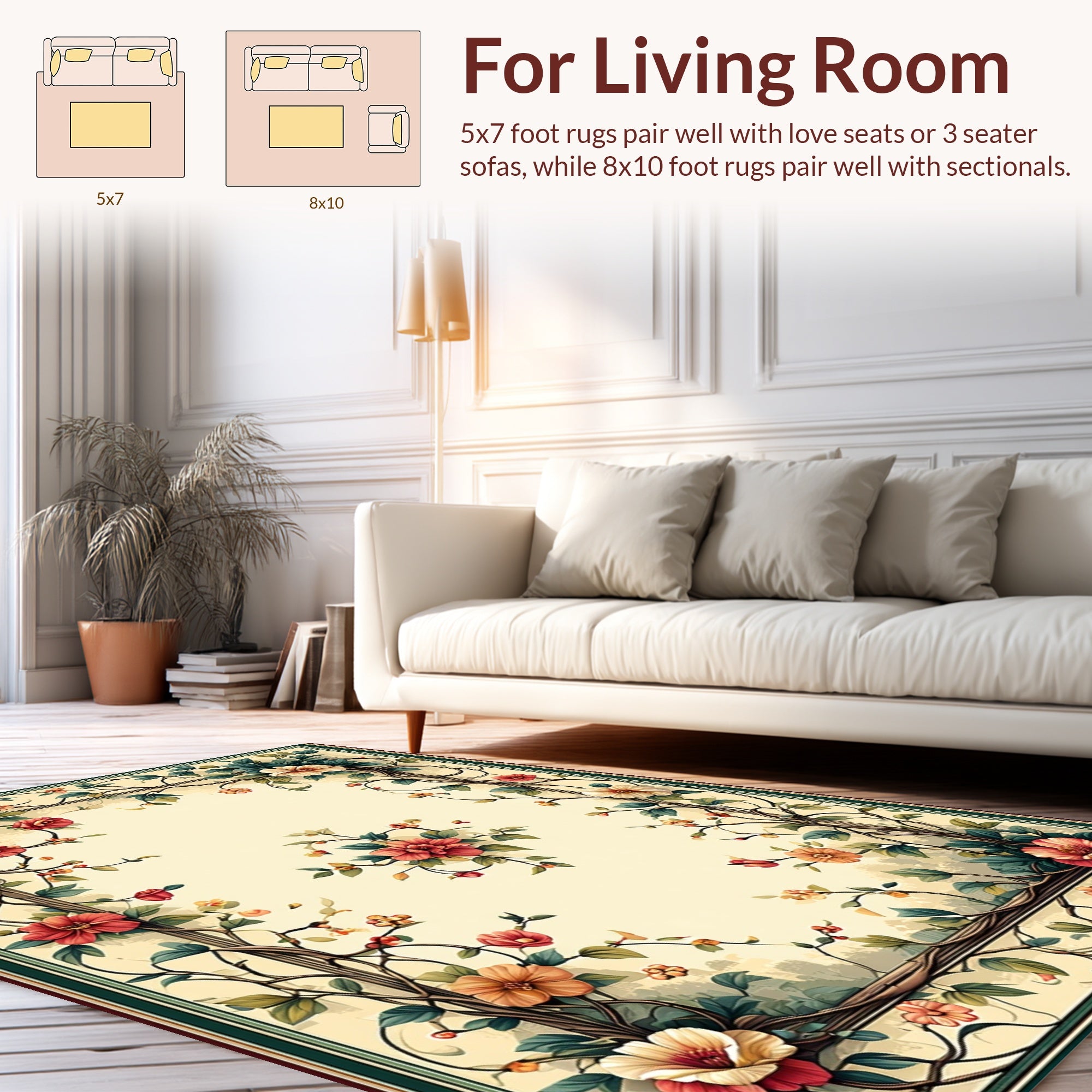Vintage Floral Vine Frame Rug