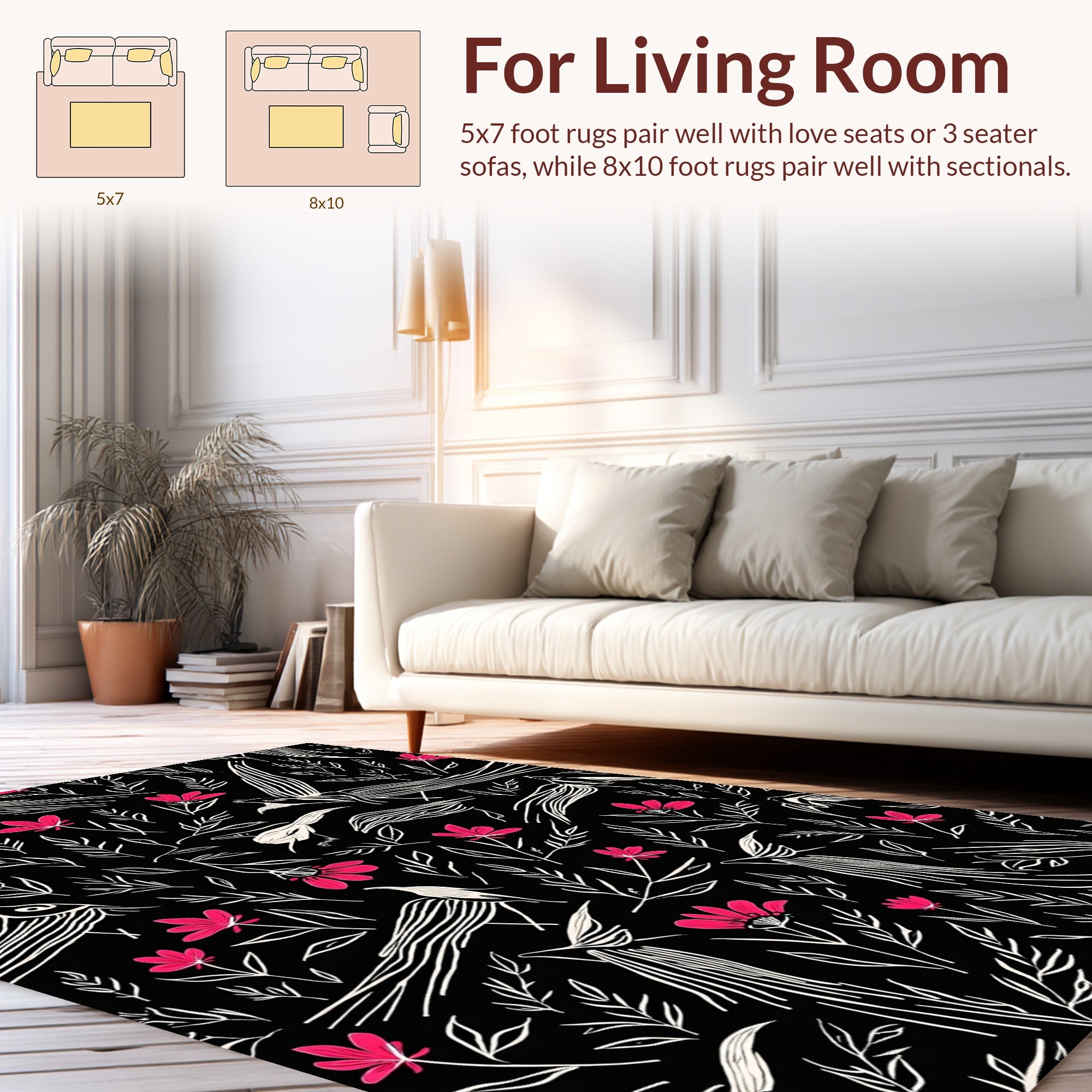 Whimsical Birds and Blossoms Pattern Rug