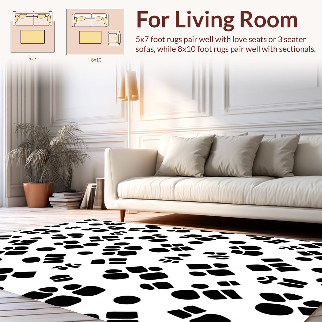 Abstract Black Geometric Shape Collage Rug