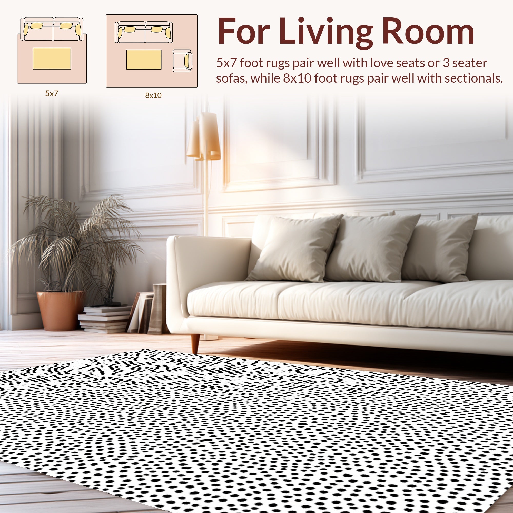 Monochrome Dot Pattern Rug