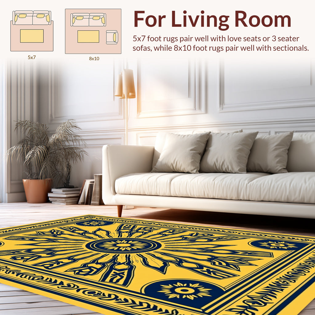 Radiant Sunburst Geometric Pattern Rug