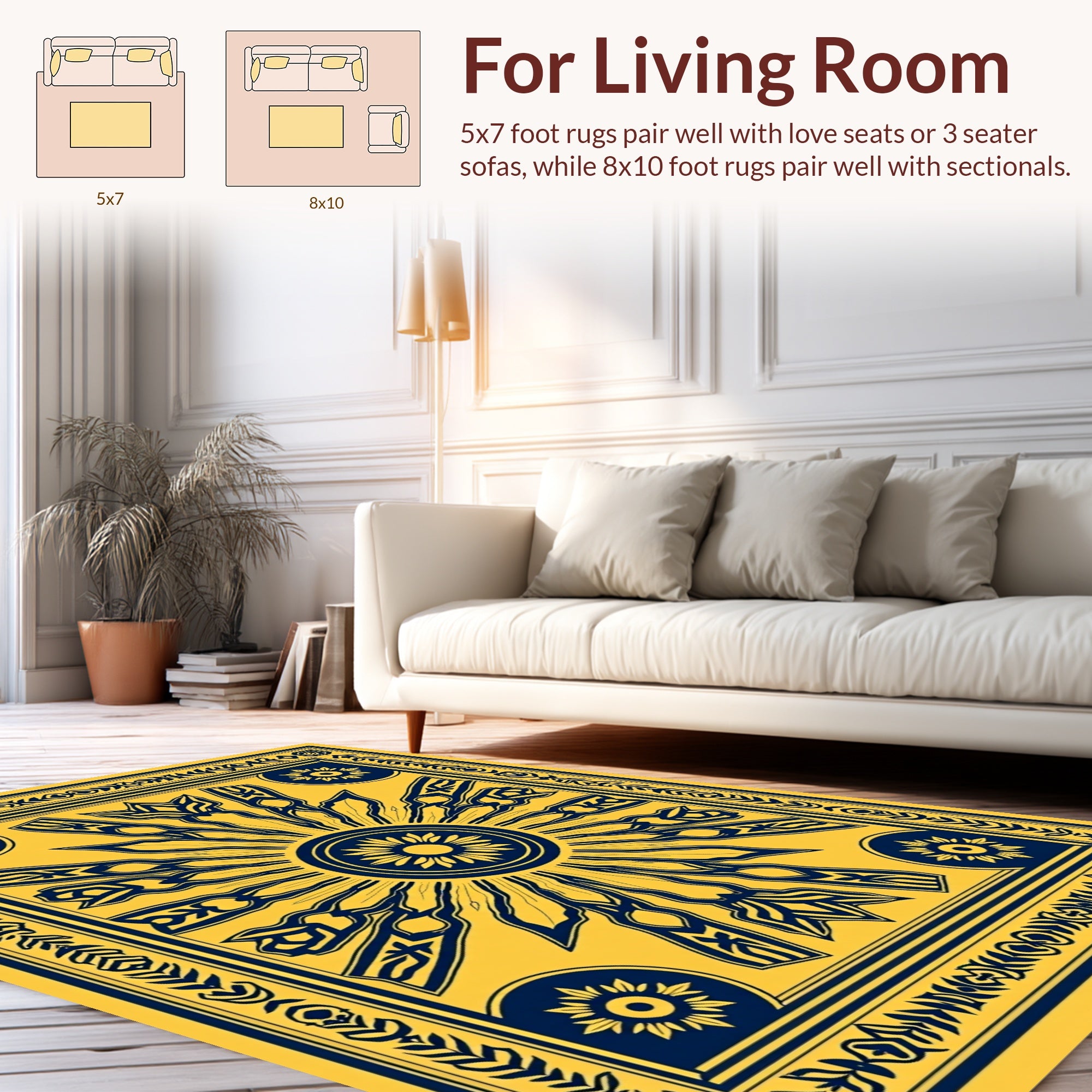 Radiant Sunburst Geometric Pattern Rug