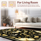 Elegant Gold Butterfly Floral Pattern Rug