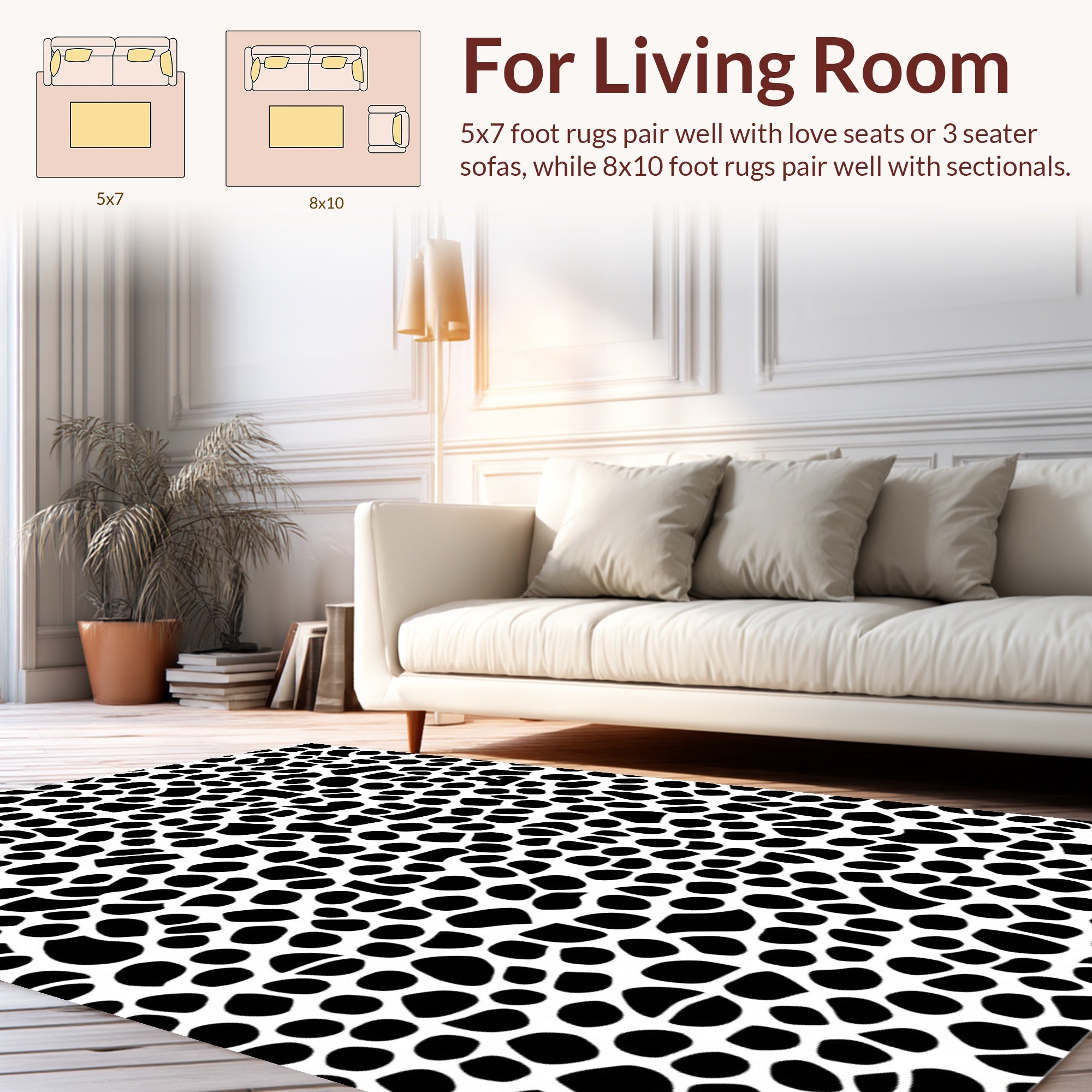 Abstract Black White Organic Pattern Rug