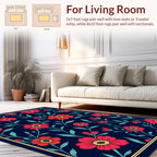 Floral Vine Dark Blue Pattern Rug