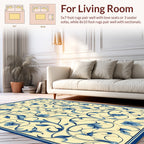 Blue Floral Swirls Pattern Design Rug