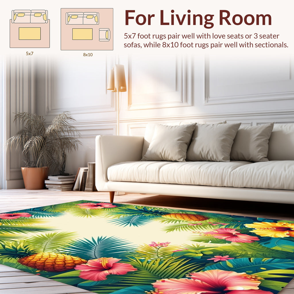Tropical Floral Pineapple Jungle Design Rug