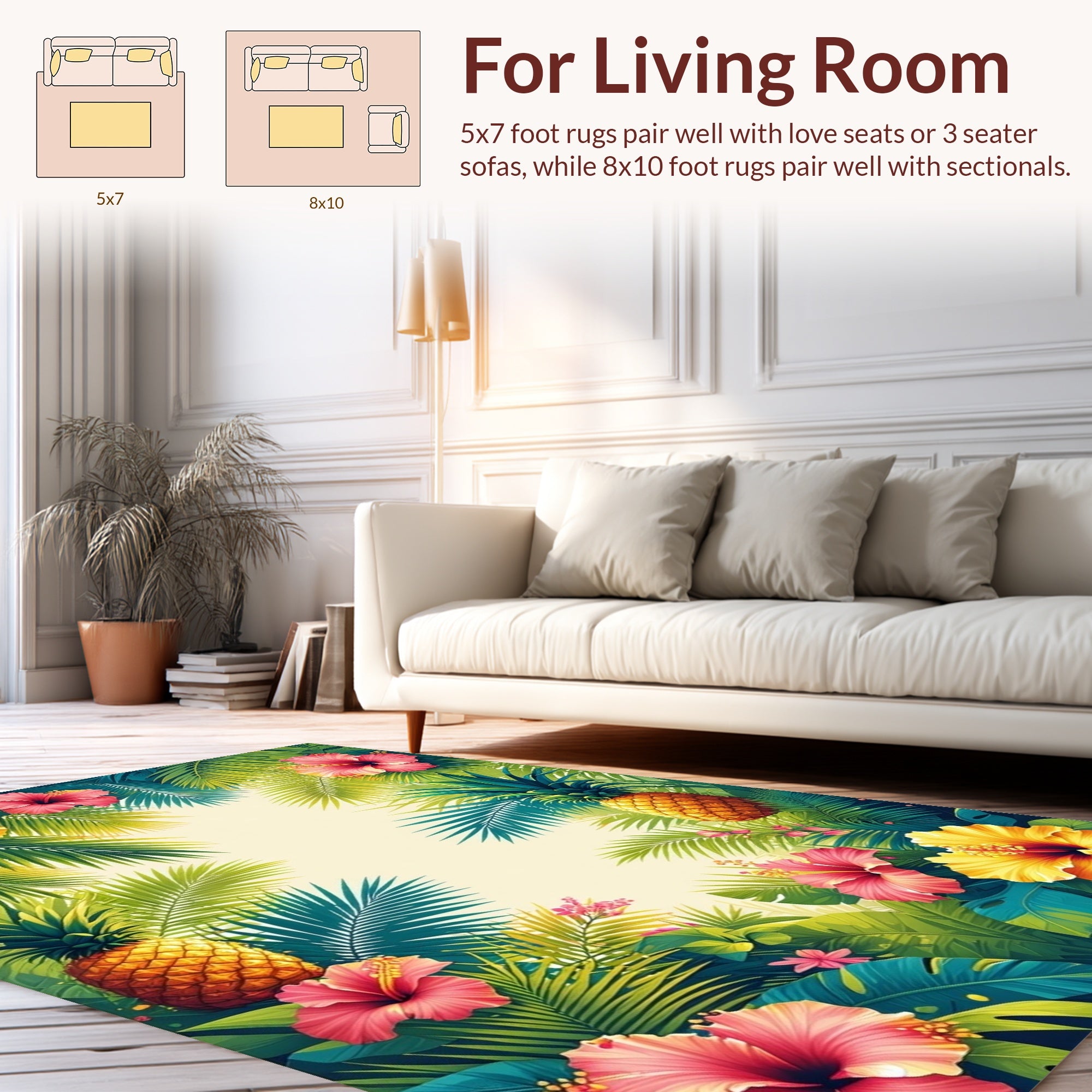 Tropical Floral Pineapple Jungle Design Rug