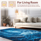 Majestic Blue Gothic Geometric Pattern Rug
