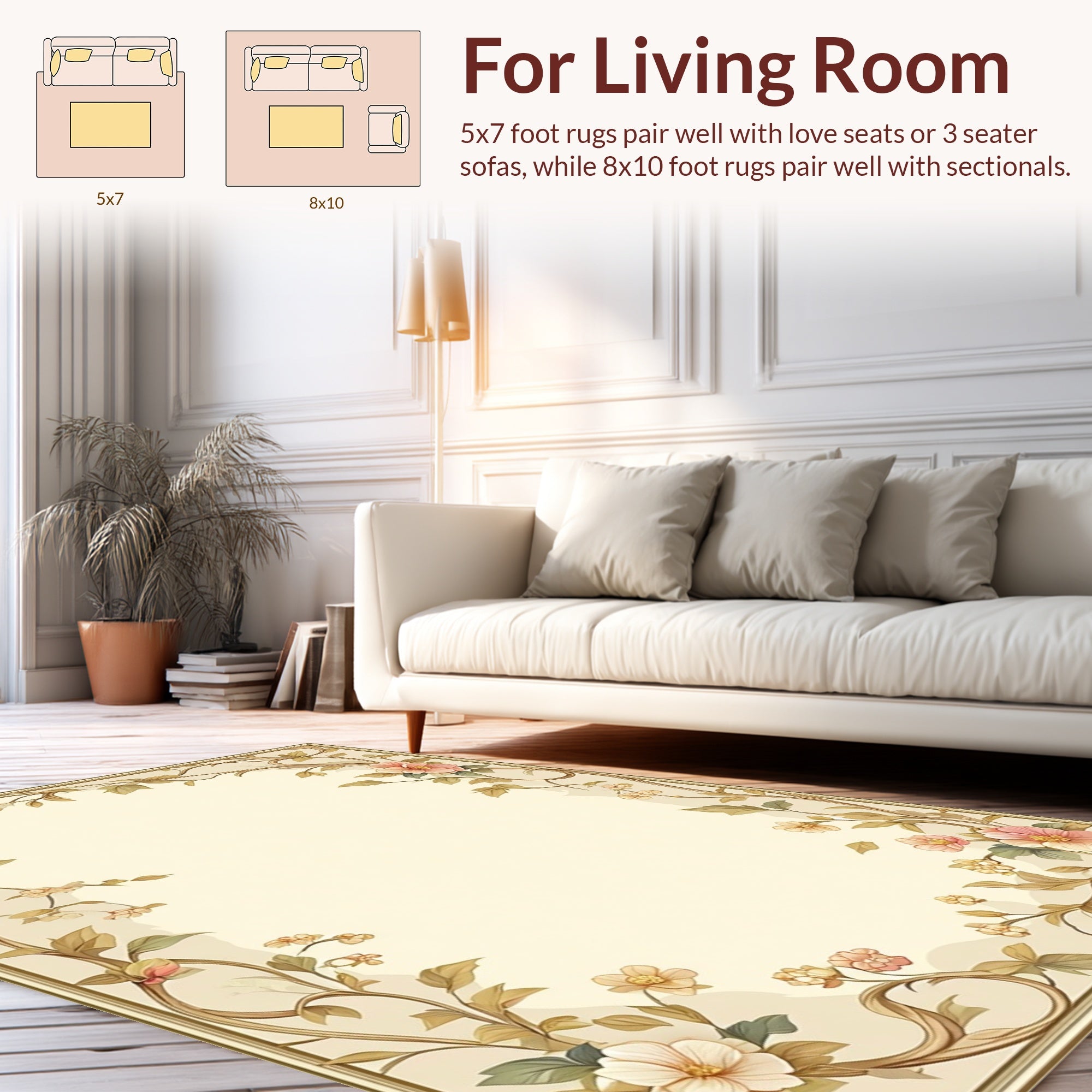 Vintage Floral Vine Border Design Rug