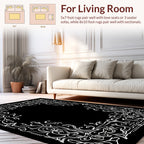 Ornate Floral Scrollwork Frame Design Rug