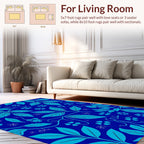 Blue Teal Leaf Flower Pattern Rug