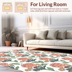 Coral Floral Botanical Pattern Rug