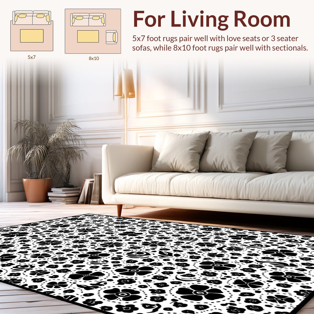 Whimsical Floral Pattern Rug