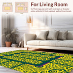Yellow Green Abstract Animal Print Design Rug