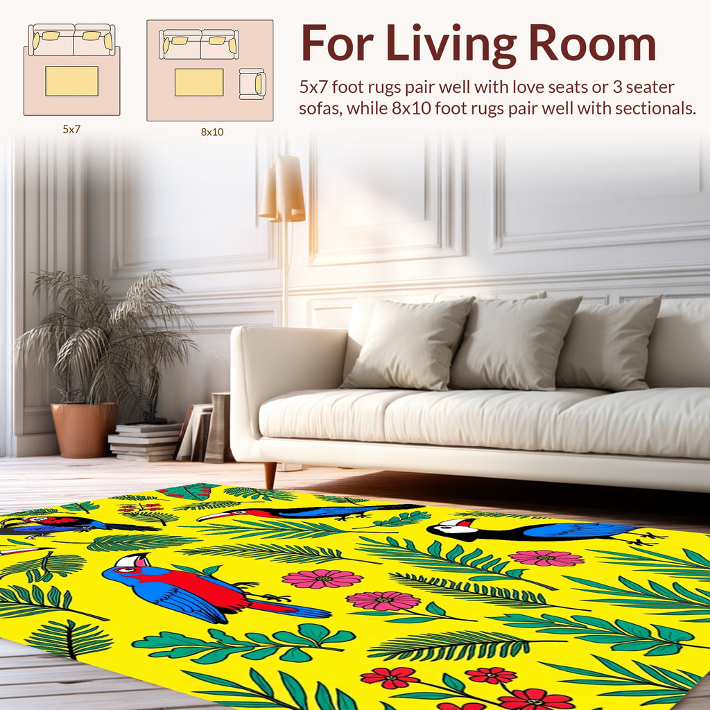 Vibrant Toucan Floral Jungle Design Rug
