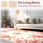 Pink Floral Border with Delicate Blossoms Rug