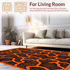 Abstract Orange Black Organic Pattern Rug