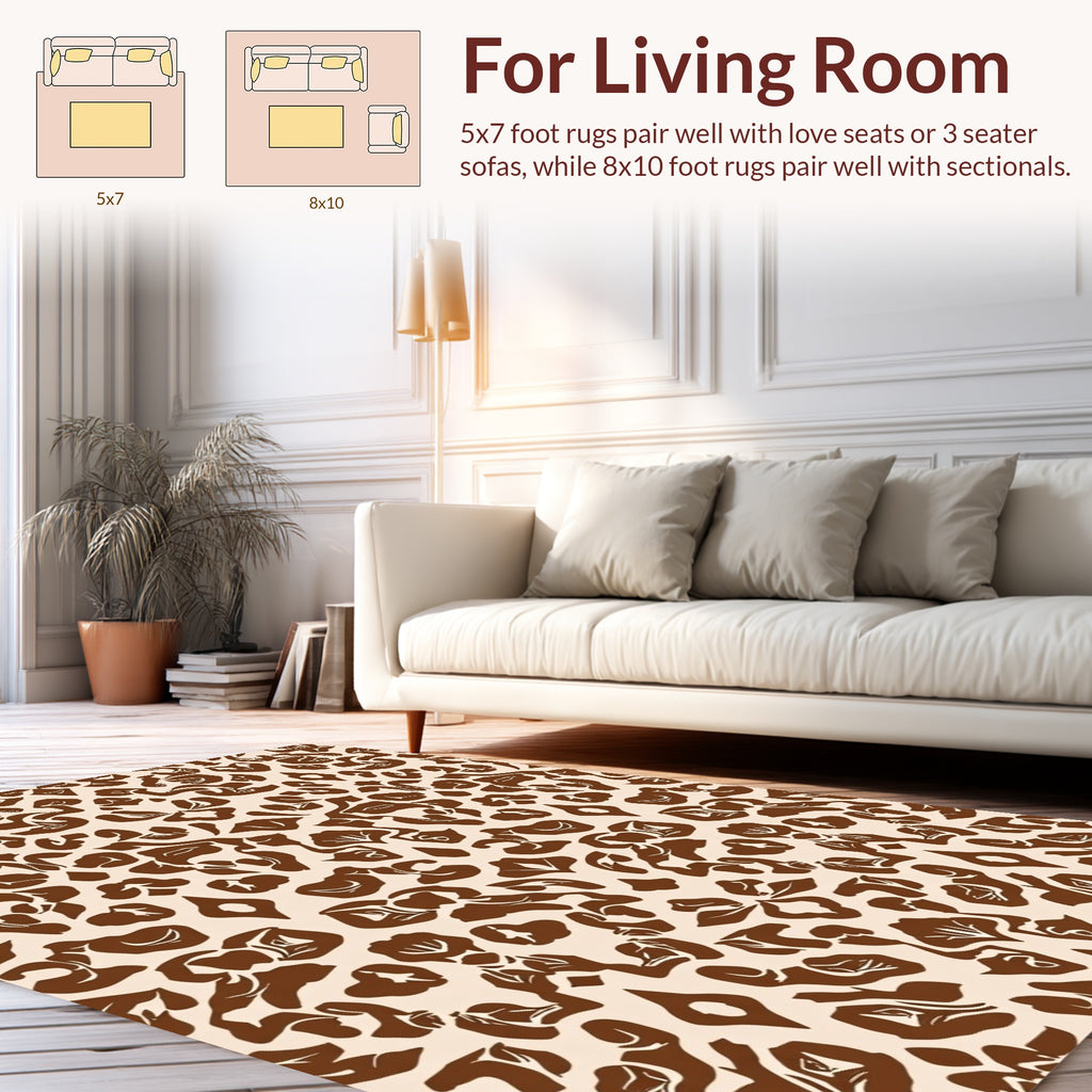Brown Beige Organic Pattern Rug