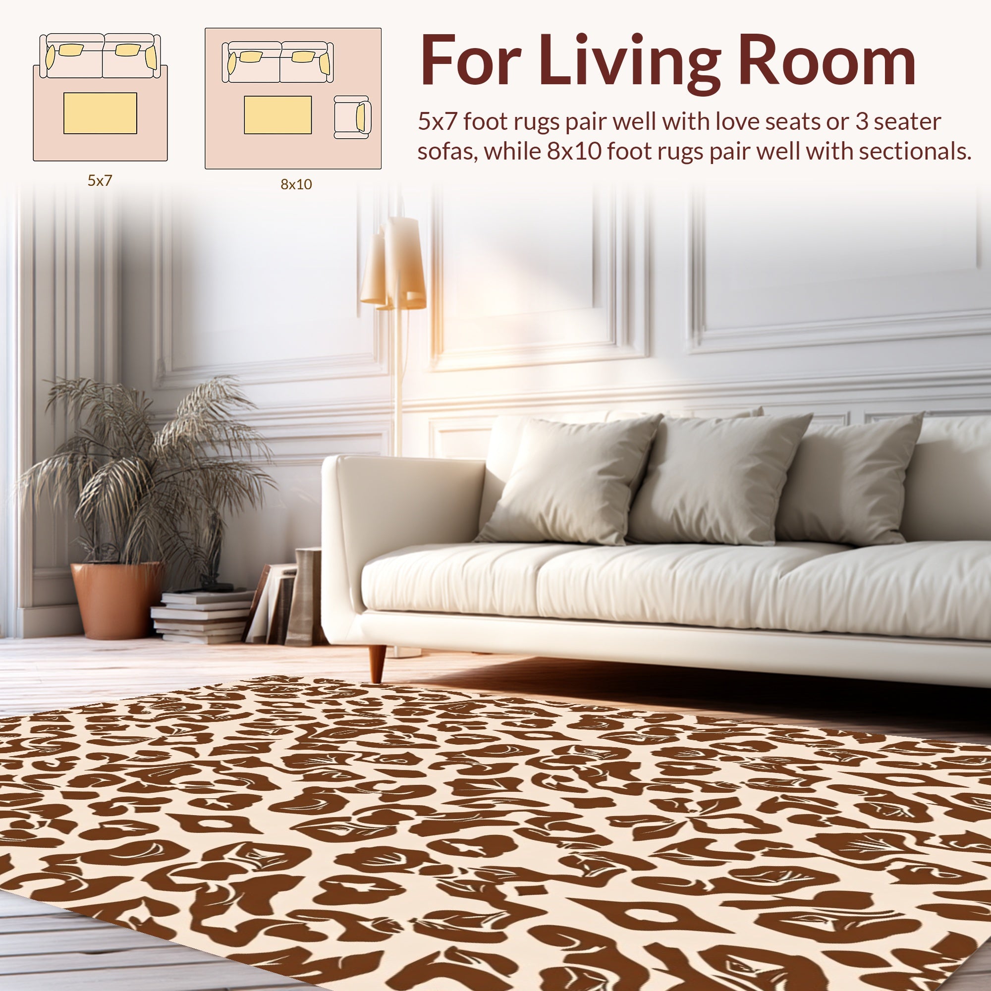 Brown Beige Organic Pattern Rug