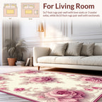 Ornate Floral Scrollwork Rose Design Rug